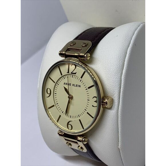 Anne Klein 10/9168 Women's Black Leather Band Analog Dial Quartz Watch WAT169 - Picture 4 of 12